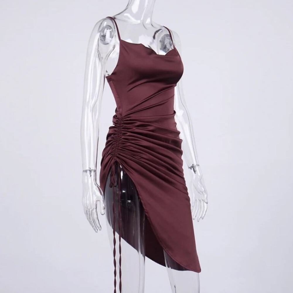 Satin Drawstring Dress NEW - Picture 5 of 8